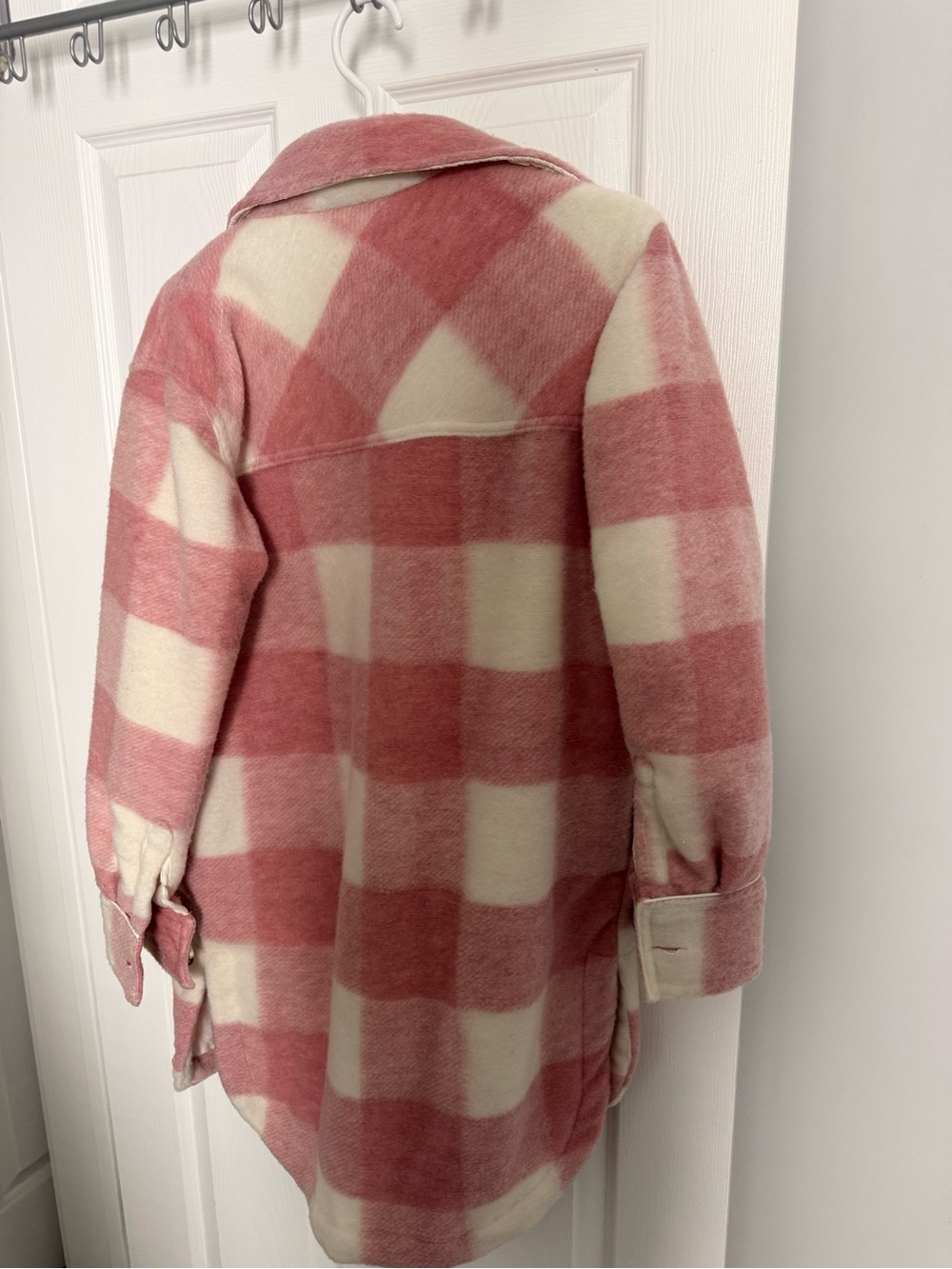 Joe Fresh Pink and Cream Plaid Shacket